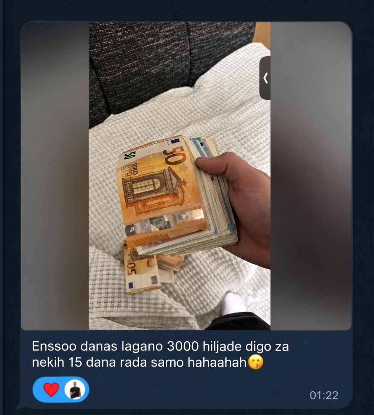 WhatsApp poruka člana o rezultatu nakon 15 dana rada